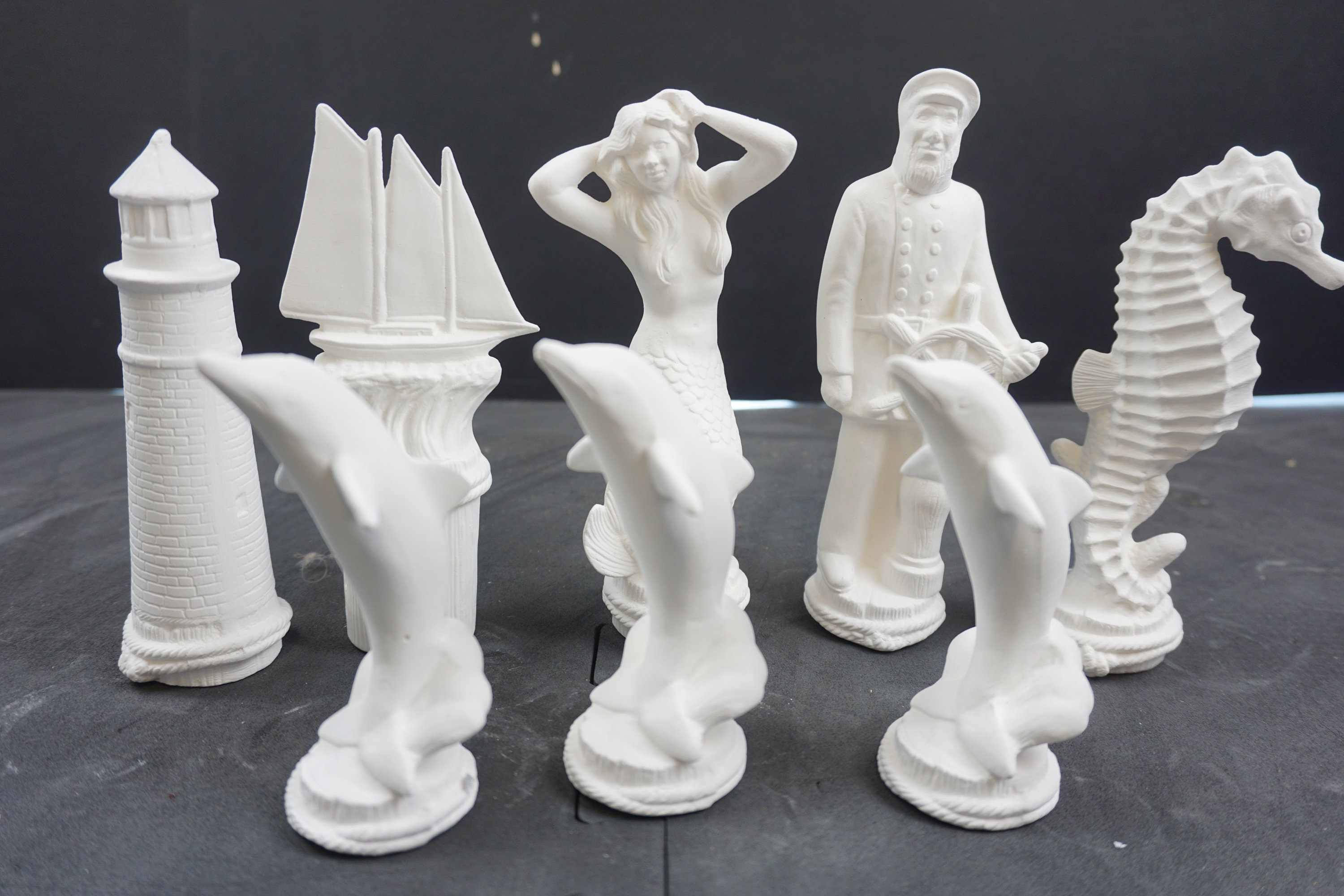 Unpainted Ceramic Bisque, Nautical Chess Set- PIECES ONLY