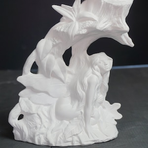Unpainted Ceramic Bisque, Fairy on Log 2