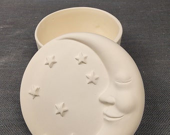 Unpainted Ceramic Bisque, Moon Box #2