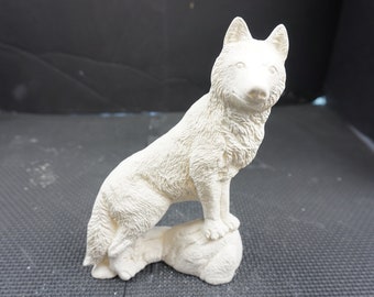 Unpainted Ceramic Bisque, Wolf Standing on Rocks