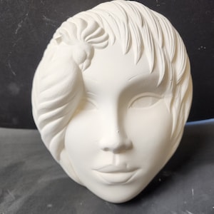 Unpainted Ceramic Bisque, Lady Mask