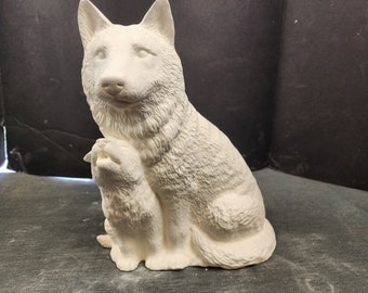 Unpainted Ceramic Bisque- Nuturing Wolves
