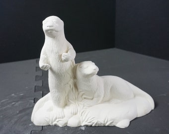 Unpainted Ceramic Bisque, Otters