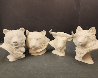 Unpainted Ceramic Bisque, Asian Wildlife Set (set of 4)