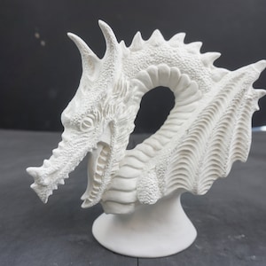 Unpainted Ceramic Bisque, Dragon Bust