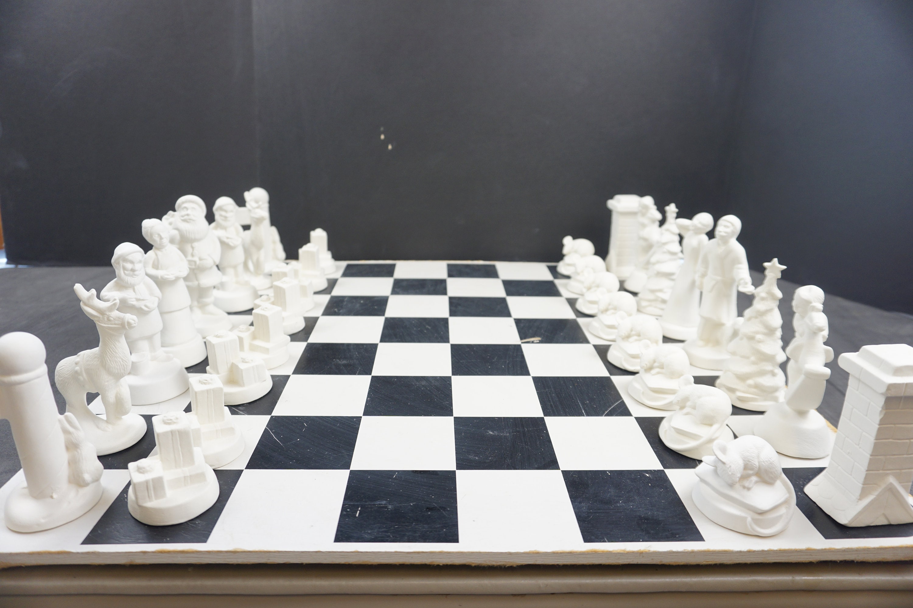 Unpainted Ceramic Bisque Christmas Chess Set Ready to Paint Etsy