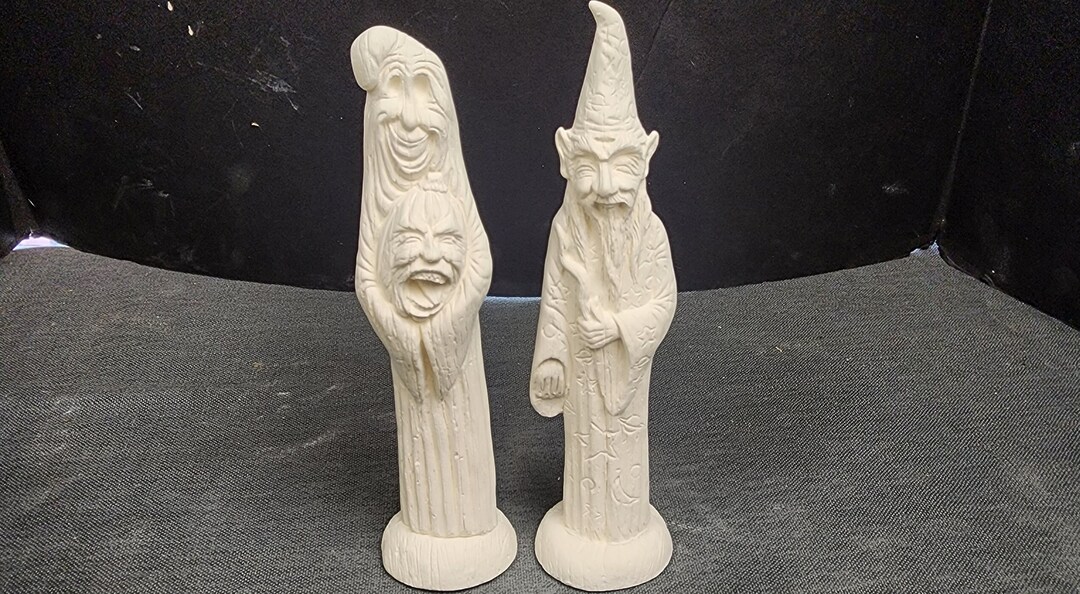 Ceramic Bisque Ready to Paint Ghost on a Tree Stump
