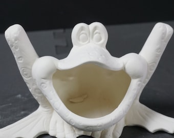 Unpainted Ceramic Bisque, Frog Sponge Holder