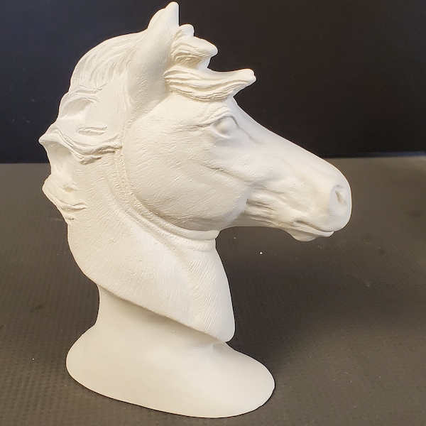 Unpainted Ceramic Bisque, Horse Bust