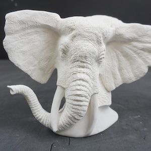 Unpainted Ceramic Bisque, Elephant Bust