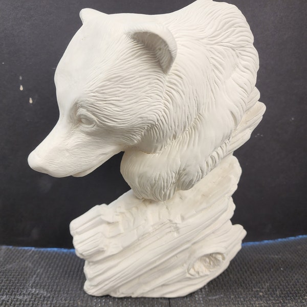 Unpainted Ceramic Bisque, Bear on Driftwood