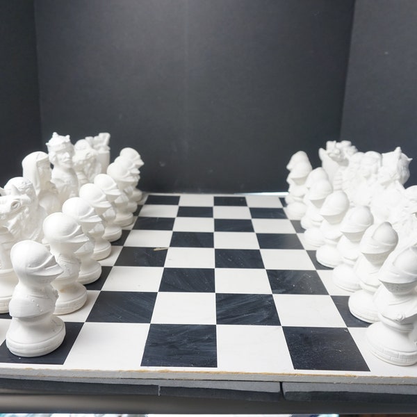 Unpainted Ceramic Bisque, Dragon Lore Chess Set- PIECES ONLY