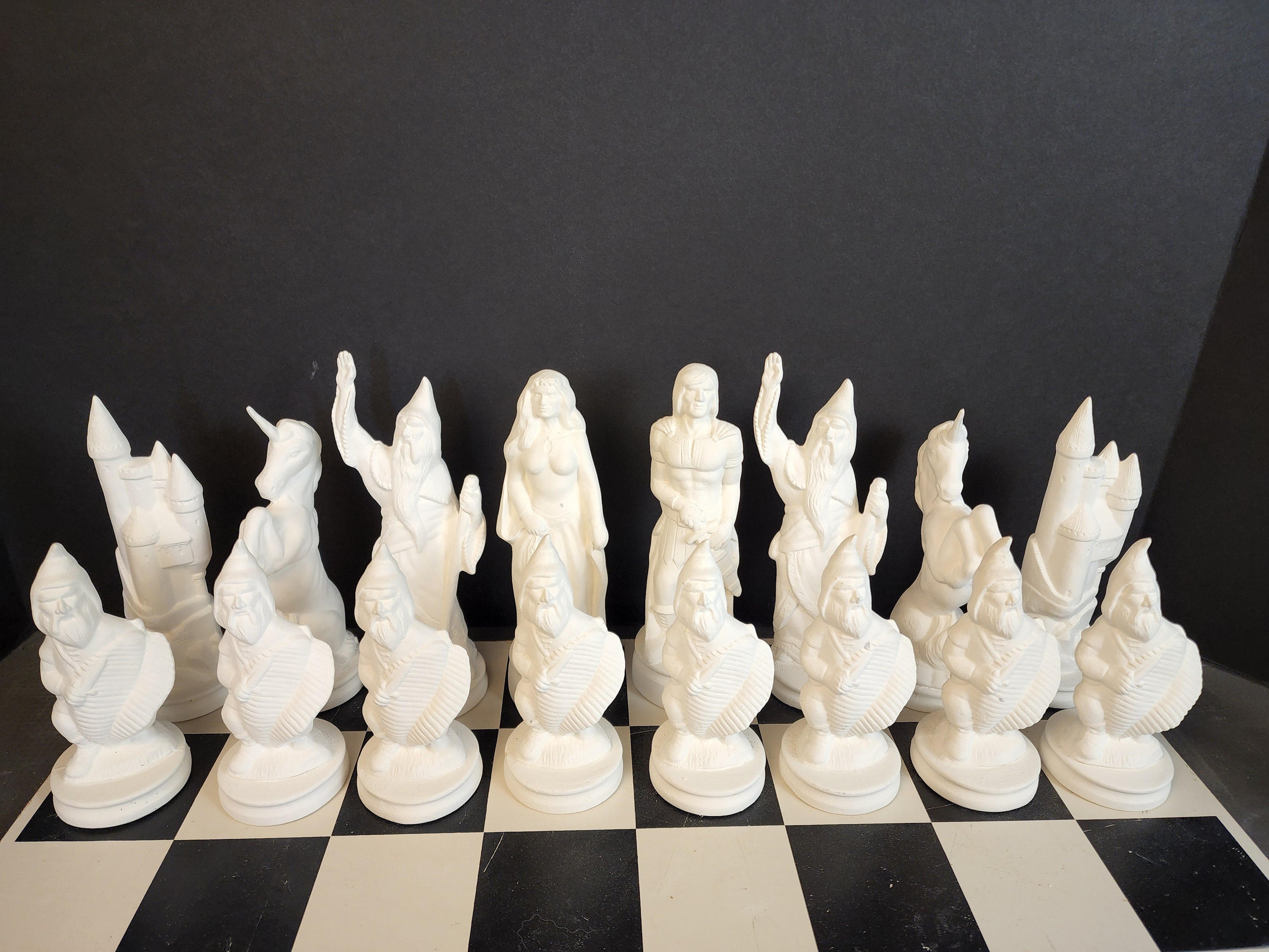 unpainted ceramic chess sets