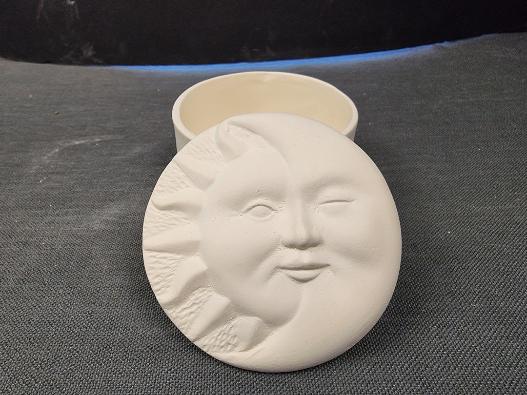 Unpainted Ceramic Bisque, Sun/moon Container Etsy