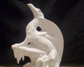 Unpainted Ceramic Bisque, Ice Dragon, 8&quot; Height 4.5&quot; Width, Ready to Paint