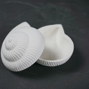 Unpainted Ceramic Bisque, Shell Container 1