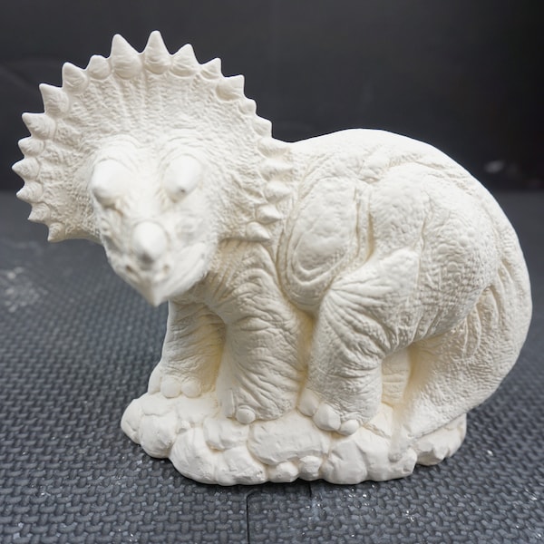 Unpainted Ceramic Bisque, Triceratops Dinosaur