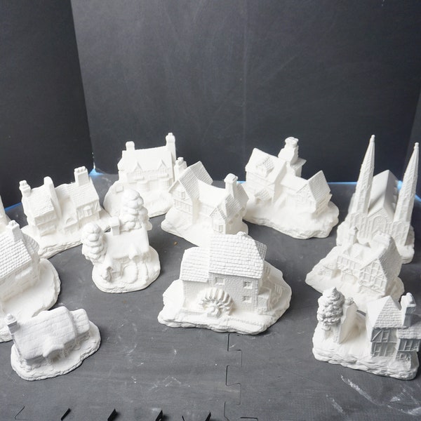 Unpainted Ceramic Village Etsy