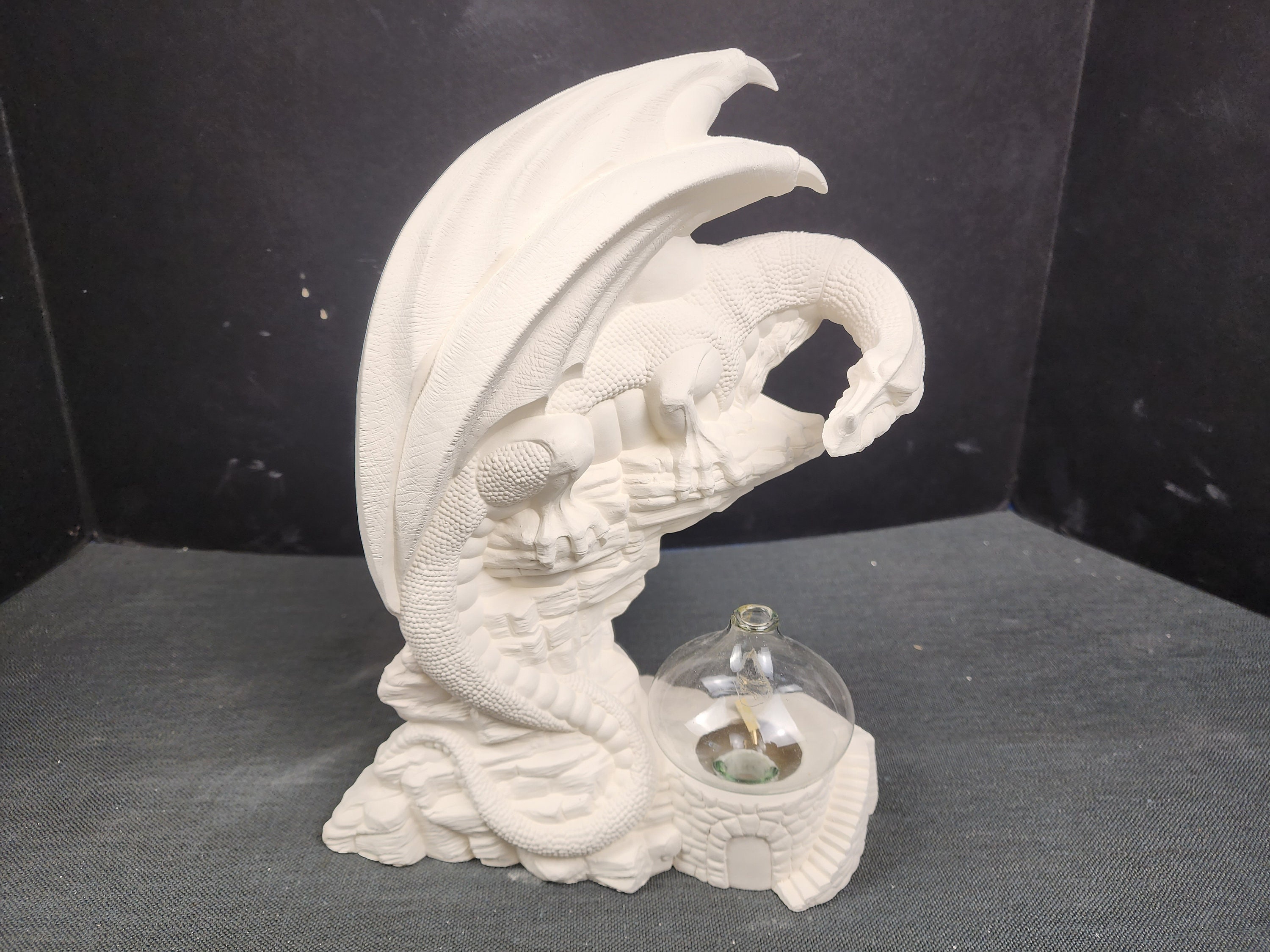 Unpainted Ceramic Bisque, Large Lookout Dragon "Does NOT include Oil Burner"