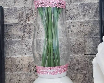 Pink&White Glass Flower Vase