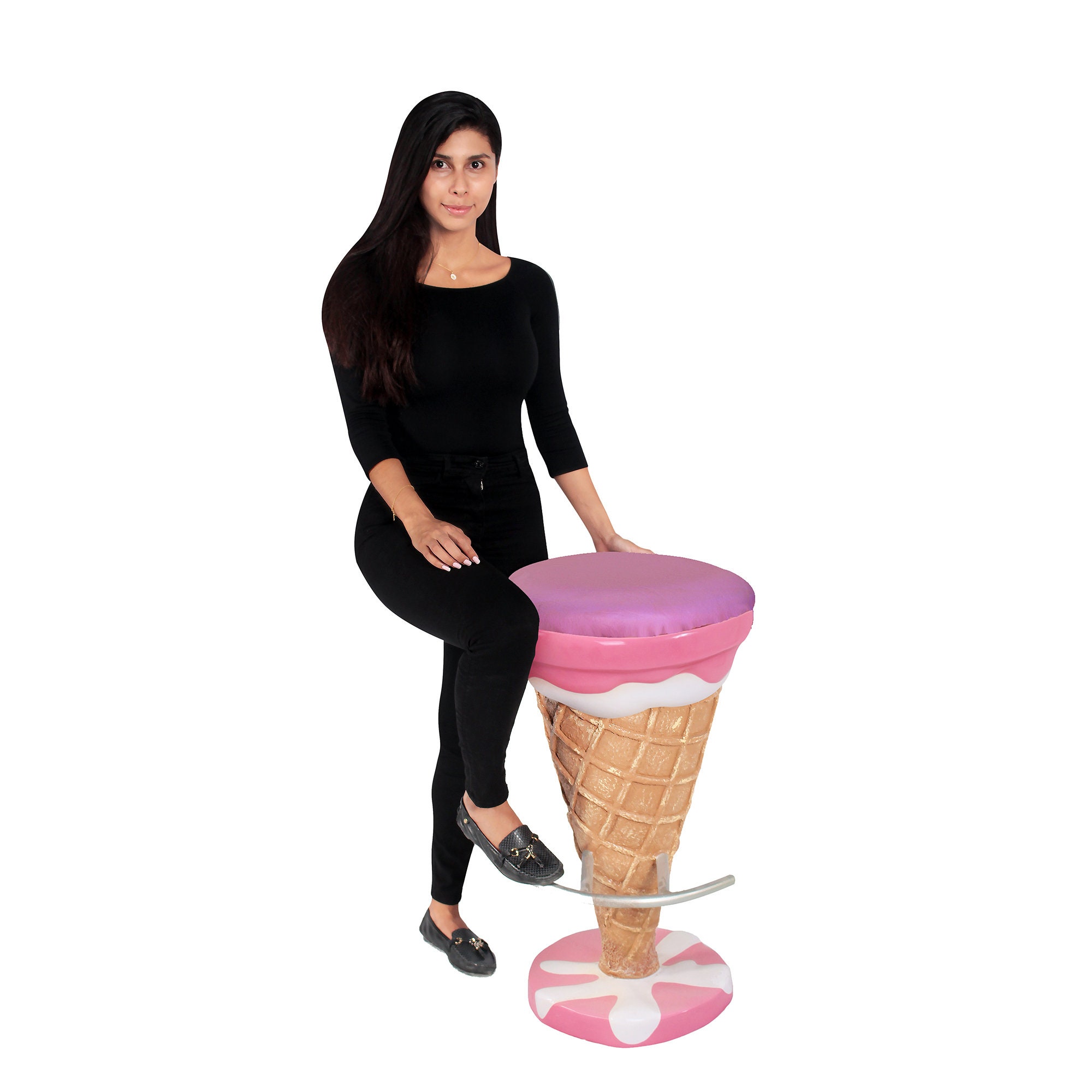 Ice Cream Bar Stool Strawberry & Vanilla Ice Cream Shop Furniture Ice