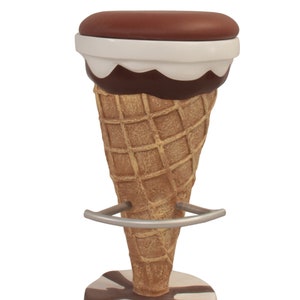 Ice Cream Bar Stool Chocolate & Vanilla Ice Cream Shop Furniture - Ice Cream Chair with Brown Leather Cusion