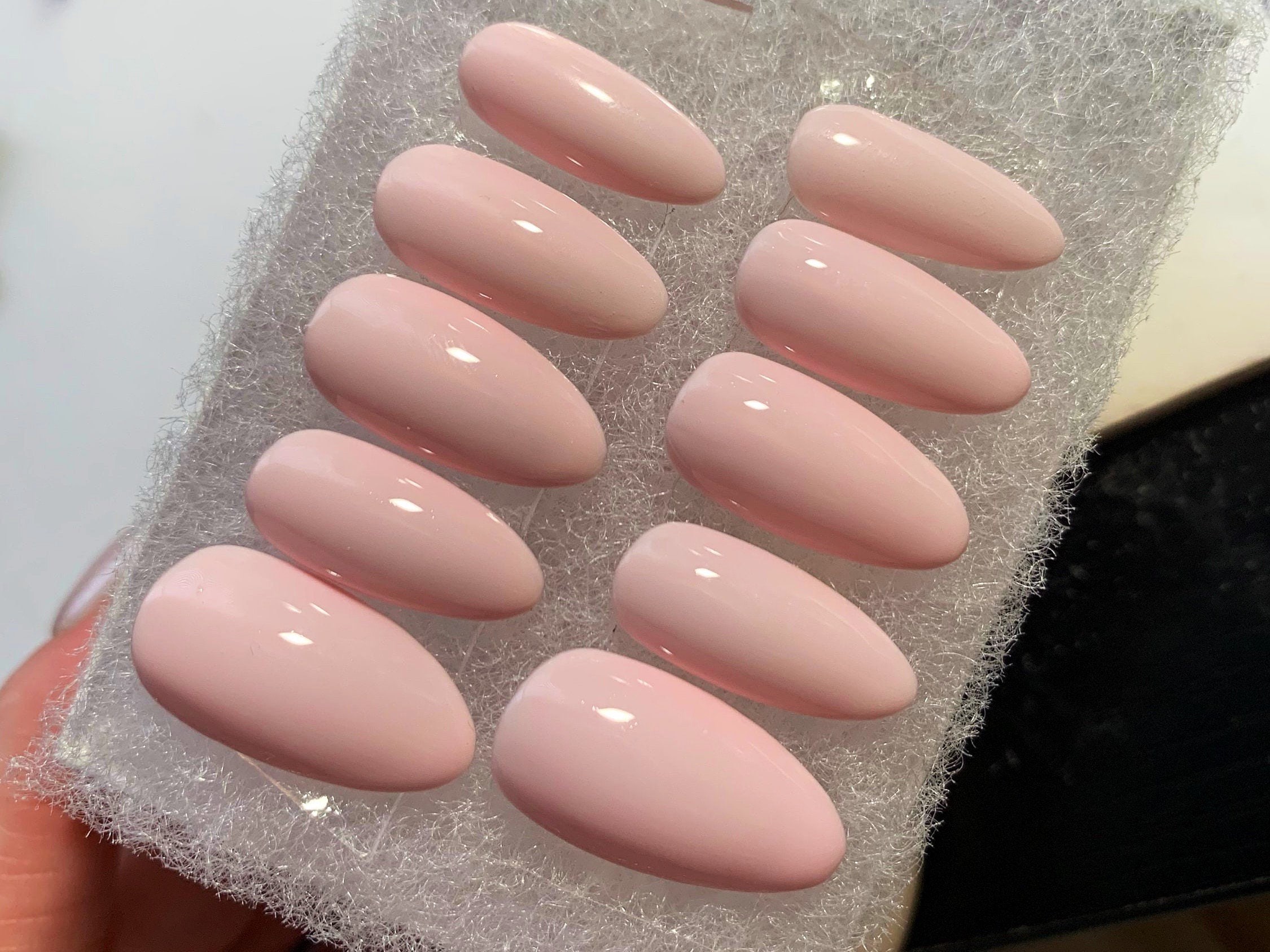Baby Pink Nails Medium Almond Nails Fake Nails Press on Etsy