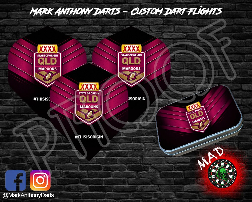 NRL State of Origin Dart Flights and Tin Gift Set - Etsy, image size:1000x800