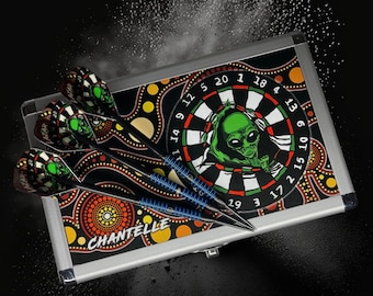 Darts Case: Custom Darts Metal Darts Case with FREE Personalised Dart Flights