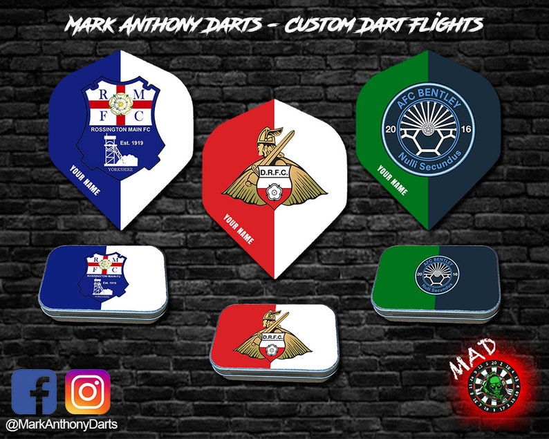Darts Gift Custom Football Flights & Gift Tin Set sports Teams Etsy UK