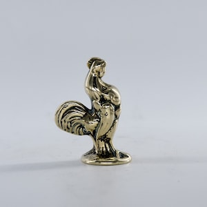 Vintage Brass Cockerel Ornament | Cast Metal Bird Figure