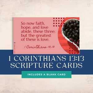 1 Corinthians 13:13 (KJV) Scripture Cards (red) printable