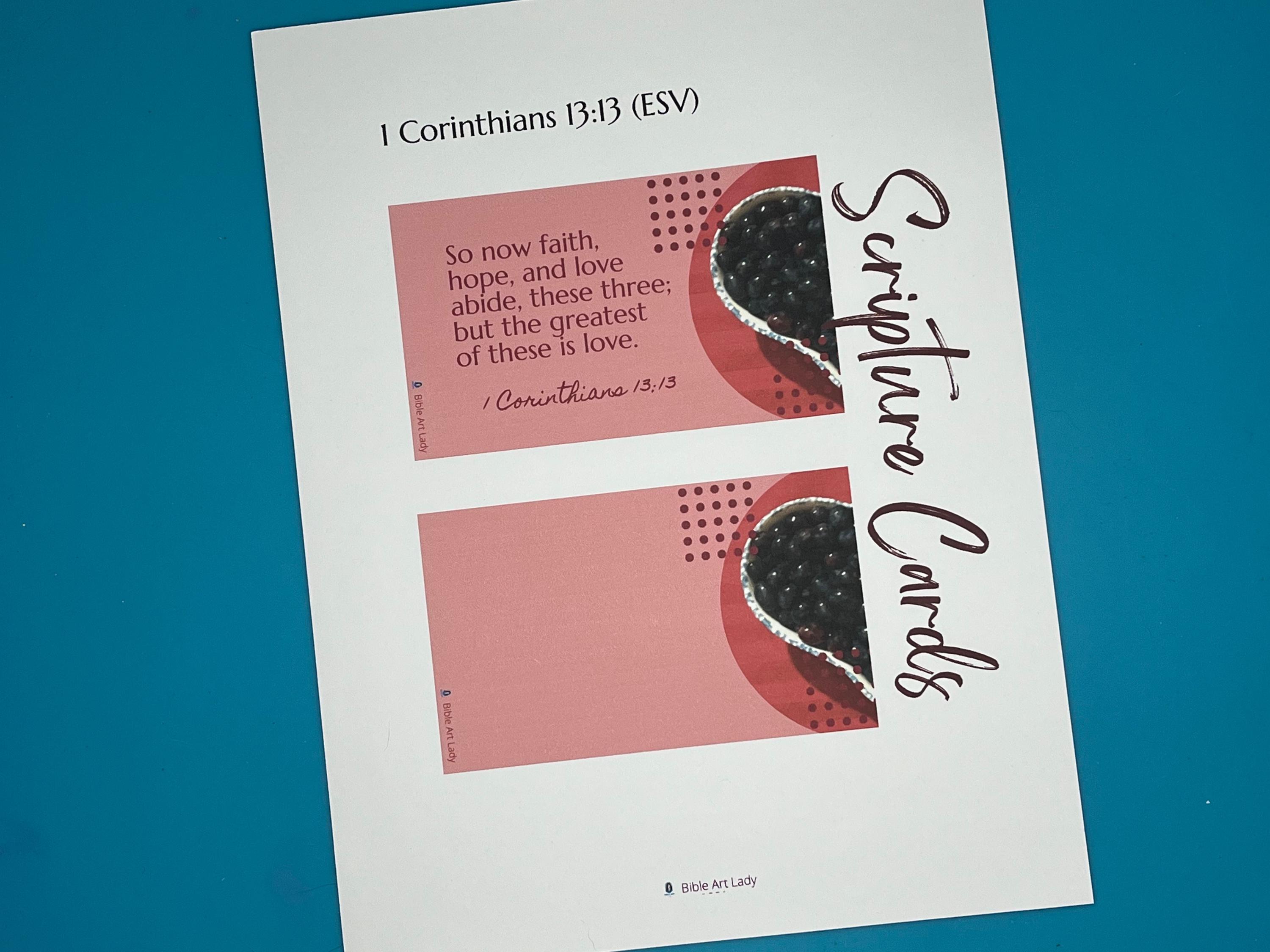 1 Corinthians 13:13 (KJV) Scripture Cards (red) Printable - Etsy