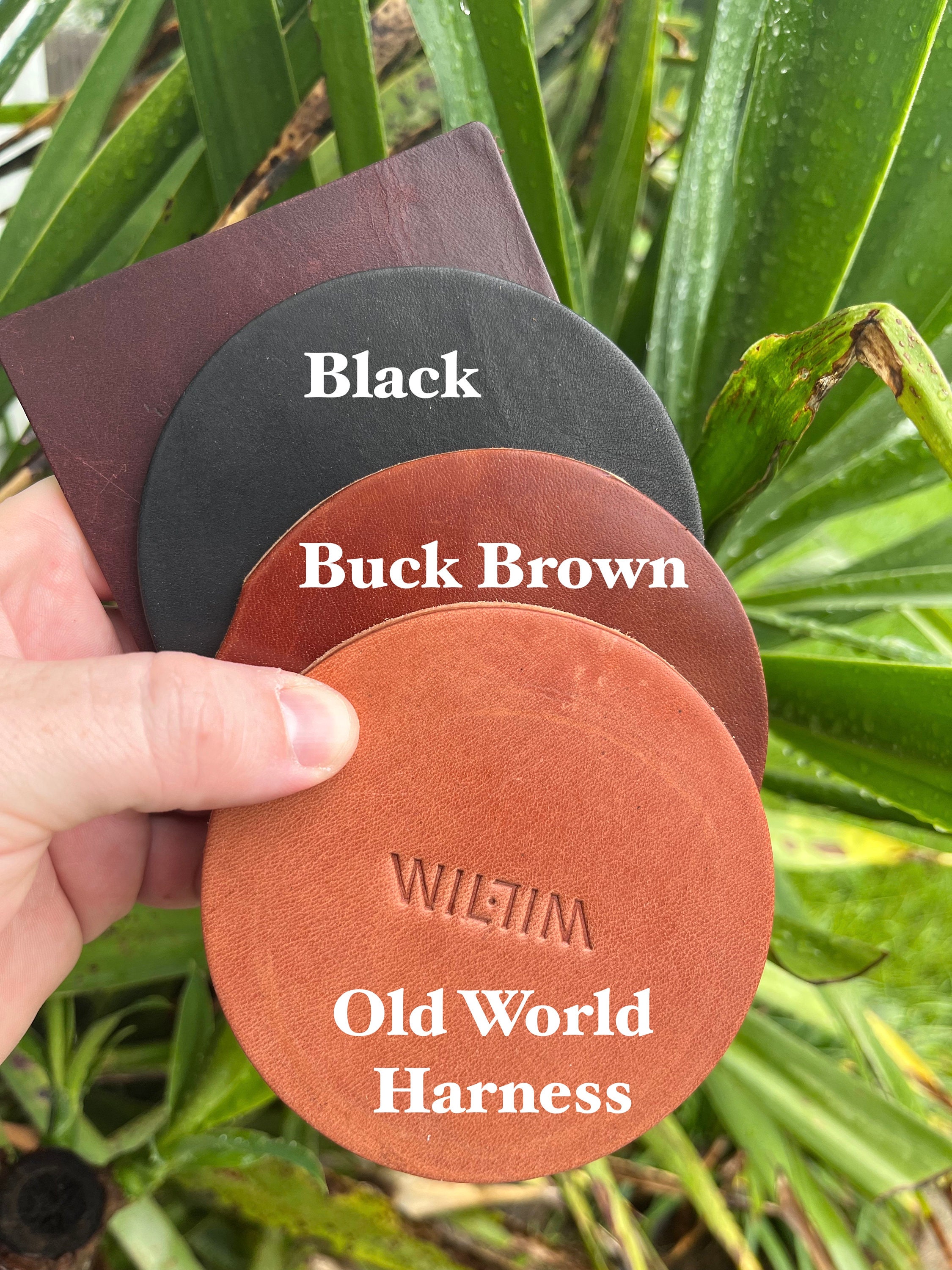Full Grain Leather Coasters, 4pack Personalized Leather Coasters