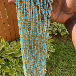 Ghana waist beads/ women waist beads/ African waist beads/ waist beads/ tie on waist beads/ up 50 inches long. Turquoise blue
