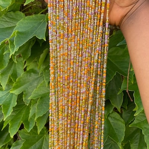 Ghana waist beads/ women waist beads/ African waist beads/ waist beads/ tie on waist beads/ up 50 inches long. Earthly clear