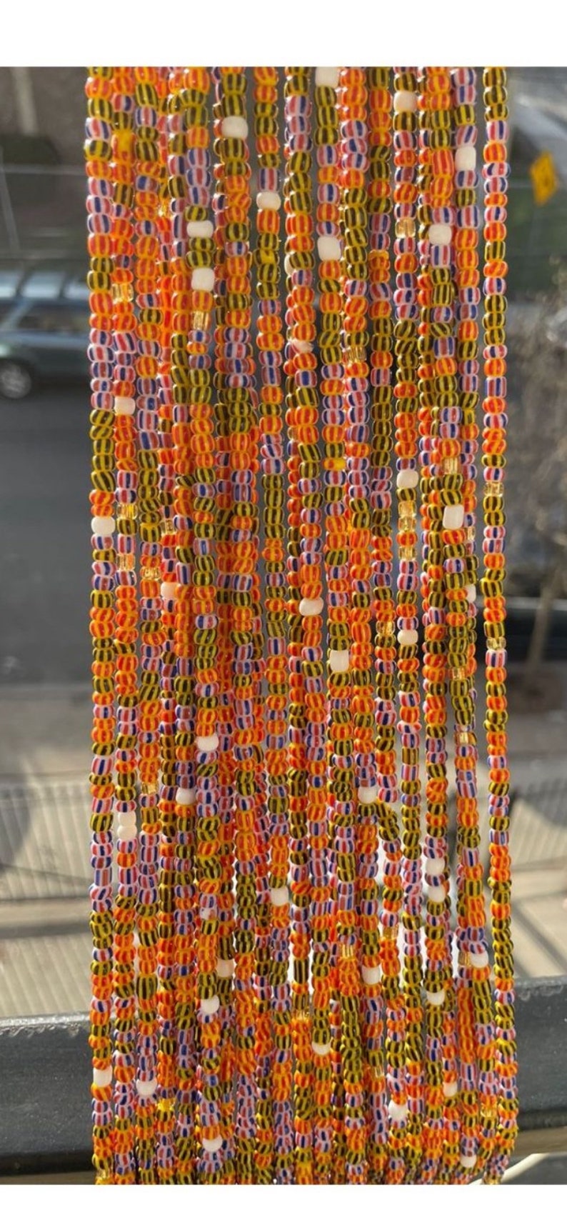 Ghana waist beads/ women waist beads/ African waist beads/ waist beads/ tie on waist beads/ up 50 inches long. Earthly tone