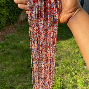 Ghana waist beads/ women waist beads/ African waist beads/ waist beads/ tie on waist beads/ up 50 inches long. Mini reds