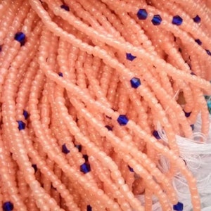 Ghana waist beads/ women waist beads/ African waist beads/ waist beads/ tie on waist beads/ up 50 inches long. Pink