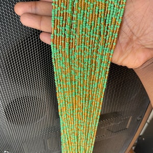 Ghana waist beads/ women waist beads/ African waist beads/ waist beads/ tie on waist beads/ up 50 inches long. Green