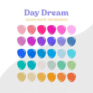 Day Dream Color Palette for Procreate | 30 colours/swatches | iPad lettering, illustration, procreate tool, digital art