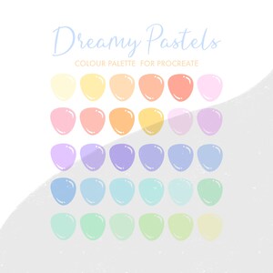 Dreamy Pastels Color Palette for Procreate | 30 colours/swatches | iPad lettering, illustration, procreate tool, digital art