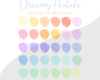 Paleta de colores Dreamy Pastels para Procreate / 30 colores/muestras / letras de iPad, ilustración, herramienta procrear, arte digital