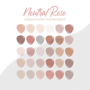 Neutral Rose Color Palette for Procreate | 30 colours/swatches | iPad lettering, illustration, procreate tool, digital art