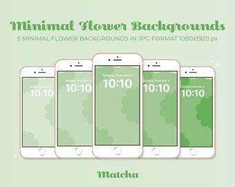 Minimal Flower Backgrounds | Matcha, green, Earthy Colours | digital assets, backgrounds/wallpaper, iPhone backgrounds