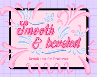 3D Smooth Beveled Brushes for Procreate | 3 Brushes | Di-colour | 3D Procreate Brushes