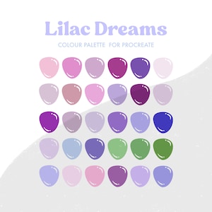 Lilac Dreams Colour Palette for Procreate | 30 colours/swatches
