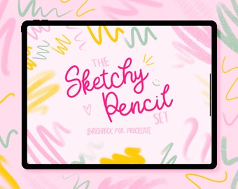 Sketchy Pencil Brush Set for Procreate | 30 Brushes | Digital Download | iPad drawing and lettering brushes