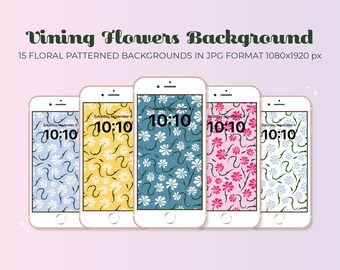 Vining Flowers Patterned Backgrounds | Colourful, Flowers, Floral, Daisy | digital assets, backgrounds/wallpaper, iPhone backgrounds