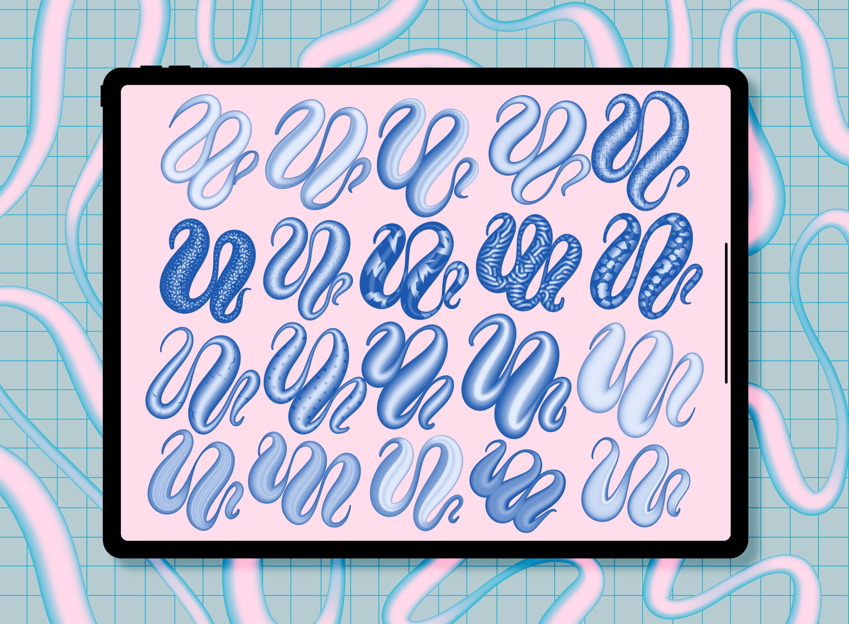 3D Calligraphy Brushes for Procreate | 20 Brushes | Di-colour | Brush ...